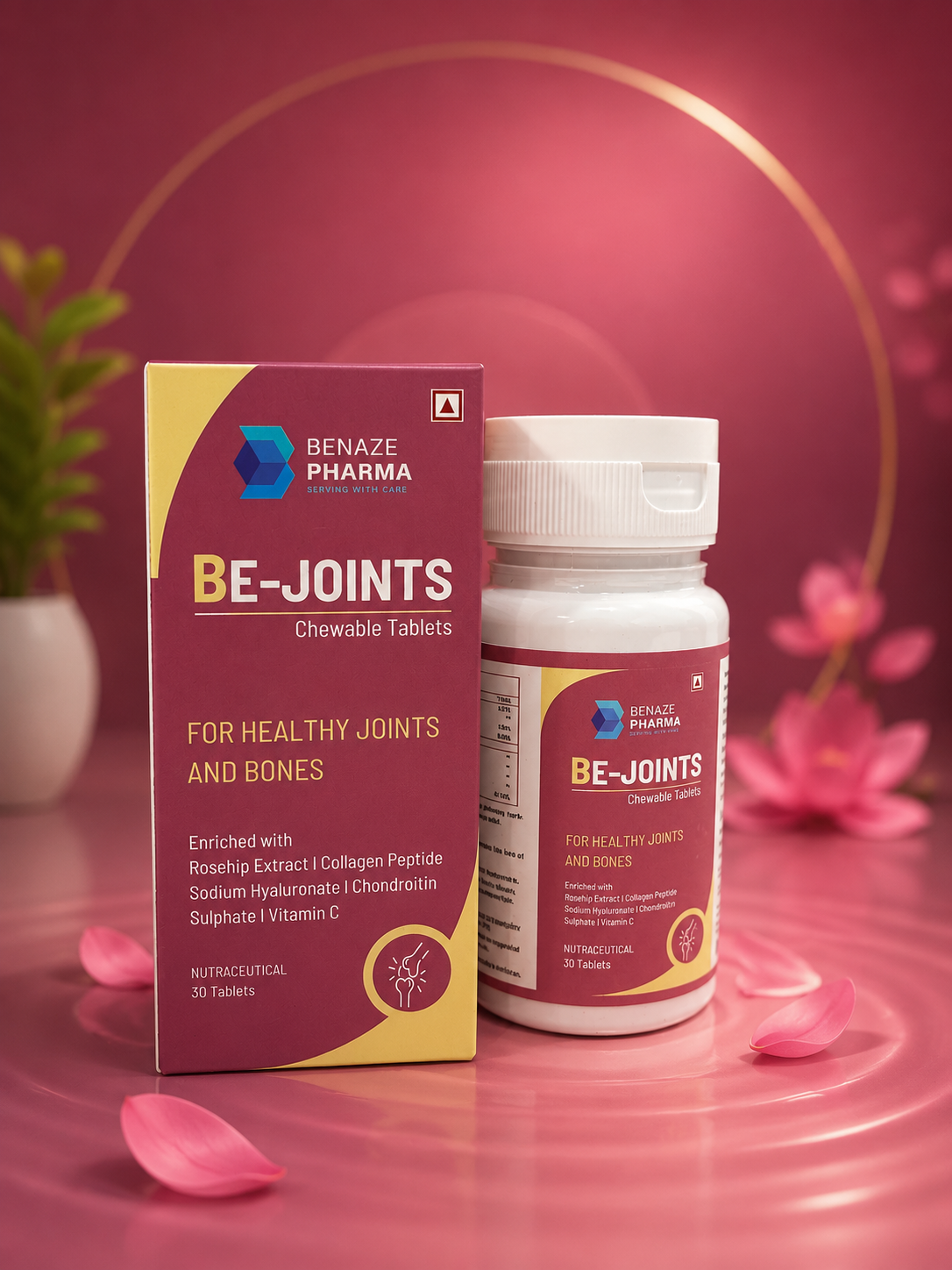 BENAZE PHARMA BE-JOINTS Chewable Tablets for Joint & Bone Health | 30 Tablets